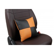 Подушка в салон автомобиля из экокожи, черный/оранжевый