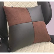 Подушка в салон автомобиля алькантара с экокожей, темно-коричневый