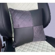 Подушка в салон автомобиля алькантара РОМБ с экокожей, черный/темно-серый