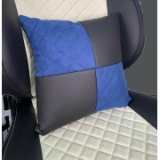 Подушка в салон автомобиля алькантара РОМБ с экокожей, черный/синий