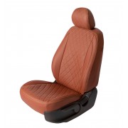 Чехлы на сиденья Hyundai Creta 1 (2016-2021) MAXIMAL ROMB Экокожа, коричневый/коричневый шов золотой