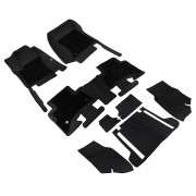 Коврики в салон+багажник для Ford Explorer (2015-2019) (5 мест) из экокожи с текстилем, черный/шов черный LUX