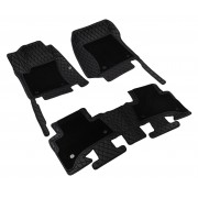 Коврики в салон+багажник для Toyota Highlander (2013-2019) из экокожи с текстилем, черный/шов черный LUX
