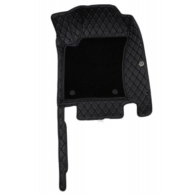 Коврики в салон+багажник для Ford Mondeo 4 (2007-2014) из экокожи с текстилем, черный/шов черный LUX