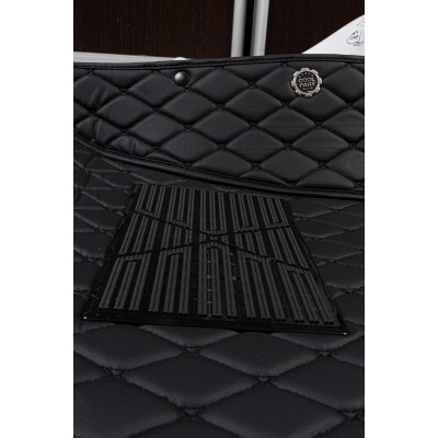 Коврики в салон+багажник для BMW 5 F10 GT (2013-2017) из экокожи с текстилем, черный/шов черный LUX