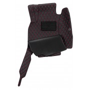 Коврики в салон+багажник для Infiniti QX56 (2011-2013) (7 мест) из экокожи с текстилем, черный/шов красный LUX