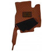 Коврики в салон+багажник для Infiniti QX56 (2011-2013) (7 мест) из экокожи с текстилем, коричневый/шов бежевый LUX