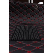 Коврики в салон для Audi Q5 (2018-2022) из экокожи, черный/шов красный 