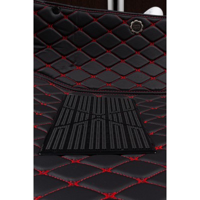 Коврики в салон для Jaguar E-Pace (2018-2022) из экокожи, черный/шов красный 