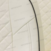 Чехлы на сиденья из экокожи ромб для FAW Besturn X80 рестайлинг (2019-2023), Белый/Белый, Автопилот