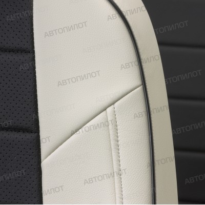 Чехлы на сиденья из экокожи для Hyundai Getz GL (2002-2011) сиденье сплошное, Белый/Черный, Автопилот