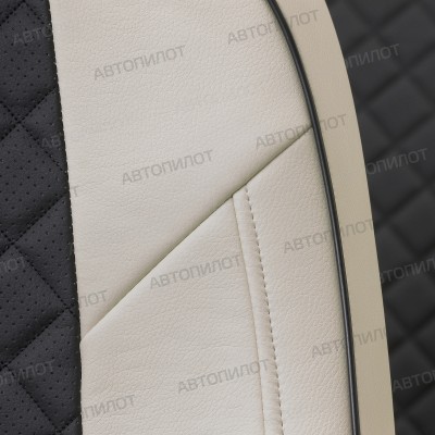 Чехлы на сиденья из экокожи ромб для KIA Pro Ceed 1 купе (2007-2012), Белый/Черный, Автопилот