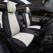 Чехлы на сиденья из экокожи ромб для Mazda CX-5 (2011-2017) Touring, Active, Supreme 3 отдельных кресла, Черный/Белый, Автопилот