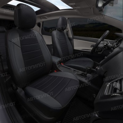 Чехлы на сиденья из алькантары для Mazda 5 (2005-2015) 7 мест, Черный/Черный, Автопилот