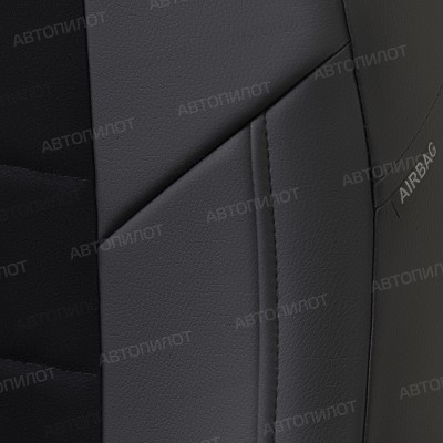 Чехлы на сиденья из алькантары для Peugeot 307 универсал (2001-2008), Черный/Черный, Автопилот