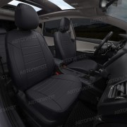 Чехлы на сиденья из экокожи для Subaru Impreza (2007-2011), Черный/Черный, Автопилот