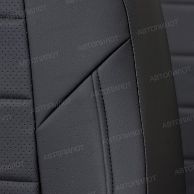 Чехлы на сиденья из экокожи для LADA Granta лифтбек (2011-2024) 40/60 Luxe, Черный/Черный, Автопилот