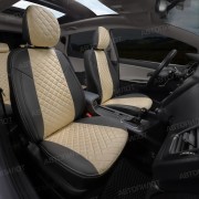 Чехлы на сиденья из алькантары ромб для Lexus RX (2009-2015), Черный/Бежевый, Автопилот