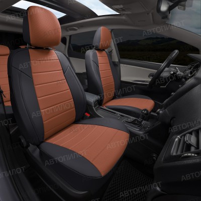 Чехлы на сиденья из экокожи для Chevrolet Niva (2016-2020), Черный/Коричневый, Автопилот