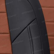 Чехлы на сиденья из экокожи для Ravon R4 (2016-2023), Черный/Коричневый, Автопилот