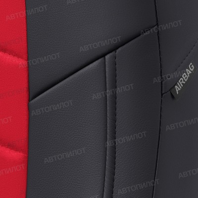 Чехлы на сиденья из алькантары для LADA Granta лифтбек (2011-2024) 40/60 Luxe, Черный/Красный, Автопилот