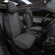Чехлы на сиденья из алькантары для Toyota Fortuner 2 (2015-2023), Черный/Серый, Автопилот
