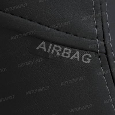 Чехлы на сиденья из алькантары ромб для Renault Logan 2 (2014-2023) 40/60 с AirBag, Черный/Серый, Автопилот