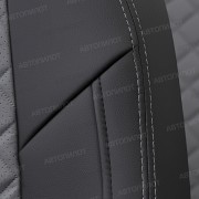 Чехлы на сиденья из экокожи ромб для Hyundai Sonata 8 DN8 (2019-2023), Черный/Серый, Автопилот