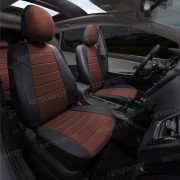 Чехлы на сиденья из алькантары для Toyota Fortuner 2 (2015-2023), Черный/Шоколад, Автопилот