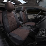 Чехлы на сиденья из экокожи для Lada XRAY Cross (2018-2023) пассажирская спинка складывается, Черный/Шоколад, Автопилот