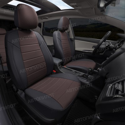 Чехлы на сиденья из экокожи для Hyundai Elantra 7 CN7 (2020-2023), Черный/Шоколад, Автопилот