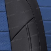 Чехлы на сиденья из экокожи для Nissan Almera Classic (2006-2013) задние подголовники горбы, Черный/Синий, Автопилот
