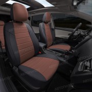 Чехлы на сиденья из экокожи для Hyundai Creta 2 (2021-2023) Черный/Темно-коричневый, Автопилот