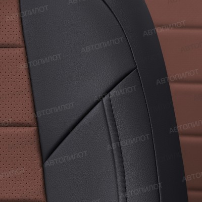 Чехлы на сиденья из экокожи для Mazda CX-5 (2017-2023) Active, Supreme, Черный/Темно-коричневый, Автопилот