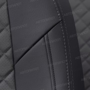 Чехлы на сиденья из экокожи ромб для FAW Besturn X80 рестайлинг (2019-2023), Черный/Темно-серый, Автопилот