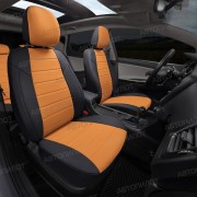Чехлы на сиденья из экокожи для Ford Transit 9 мест (2014-2023), Черный/Оранжевый, Автопилот