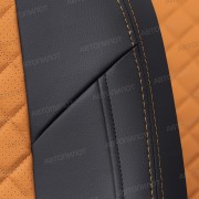 Чехлы на сиденья из экокожи ромб для Mazda CX-5 (2017-2023) Active, Supreme, Черный/Оранжевый, Автопилот