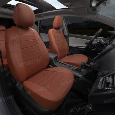 Чехлы на сиденья из алькантары для Chevrolet Aveo 2 седан, хэтчбек (2011-2015), Коричневый/Коричневый, Автопилот
