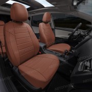 Чехлы на сиденья из экокожи для Volvo S60 (2010-2018), Коричневый/Коричневый, Автопилот
