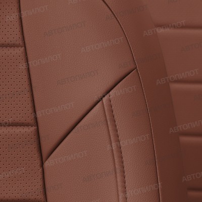 Чехлы на сиденья из экокожи для FAW Besturn X80 рестайлинг (2019-2023), Коричневый/Коричневый, Автопилот