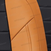 Чехлы на сиденья из экокожи для Daewoo Gentra (2013-2015), Оранжевый/Черный, Автопилот