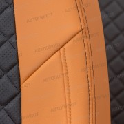 Чехлы на сиденья из экокожи ромб для MINI Cooper S (F56) 3 двери (2013-2023), Оранжевый/Черный, Автопилот