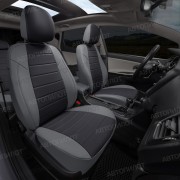 Чехлы на сиденья из экокожи для Citroen C4 II седан (2013-2023), Серый/Черный, Автопилот