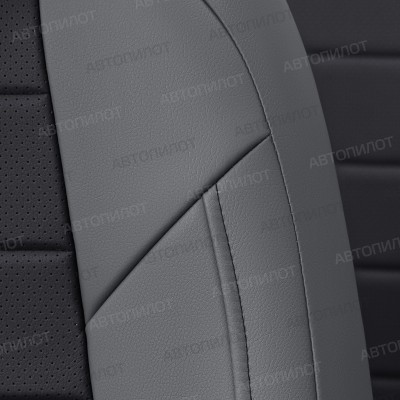 Чехлы на сиденья из экокожи для Toyota Avensis 3 седан, универсал (2009-2018), Серый/Черный, Автопилот