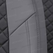Чехлы на сиденья из экокожи ромб для FAW Besturn X80 рестайлинг (2019-2023), Серый/Черный, Автопилот