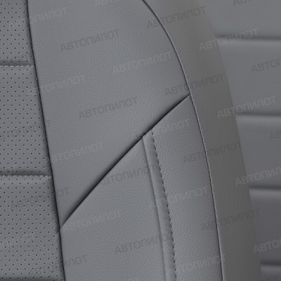 Чехлы на сиденья из экокожи для Nissan Terrano (2017-2023) 40/60, Серый/Серый, Автопилот