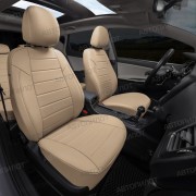 Чехлы на сиденья из экокожи для Volkswagen Polo 5 седан (2010-2020) 40/60, Темно-бежевый/Темно-бежевый, Автопилот