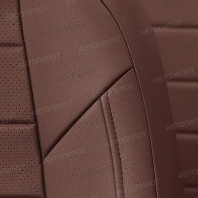 Чехлы на сиденья из экокожи для Renault Kaptur (2016-2023), Темно-коричневый/Темно-коричневый, Автопилот