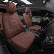 Чехлы на сиденья из экокожи ромб для Hyundai Creta 2 (2021-2023) Темно-коричневый/Темно-коричневый, Автопилот