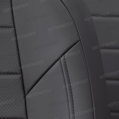 Чехлы на сиденья из экокожи для Haval H9 (2014-2023), Темно-серый/Темно-серый, Автопилот